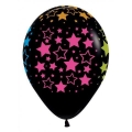 Helium Ballon "Bedrukt"; Zwart met neon sterren	